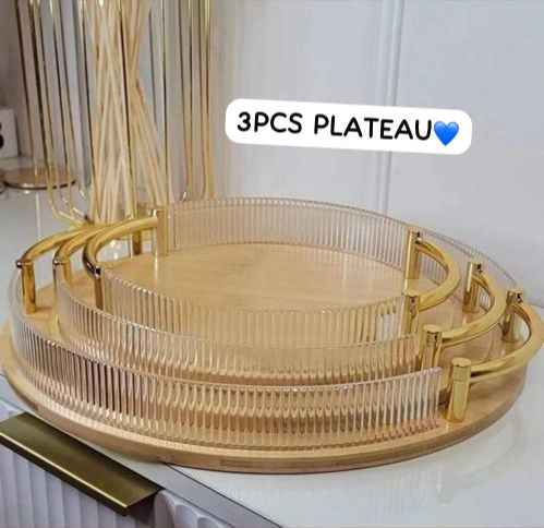 Plats 3 pièces  En bois forme rond