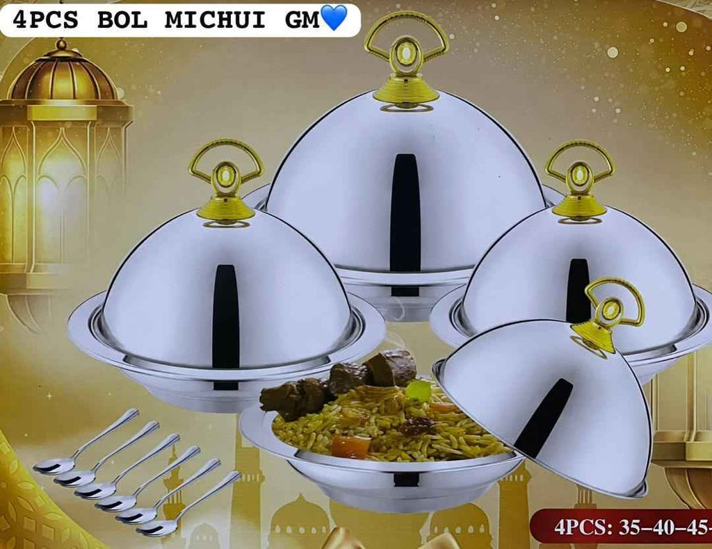 Bol 4 pièces  En inox pour michui