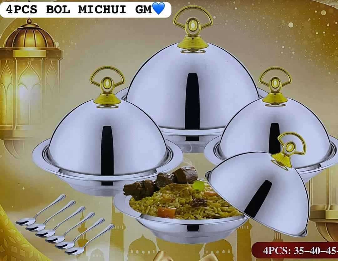 Bol 4 pièces  En inox pour michui