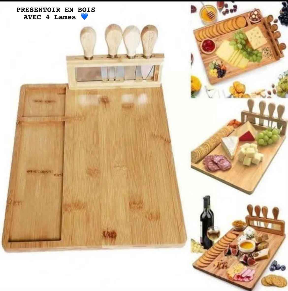 Présentoir  En bois avec 4 lames