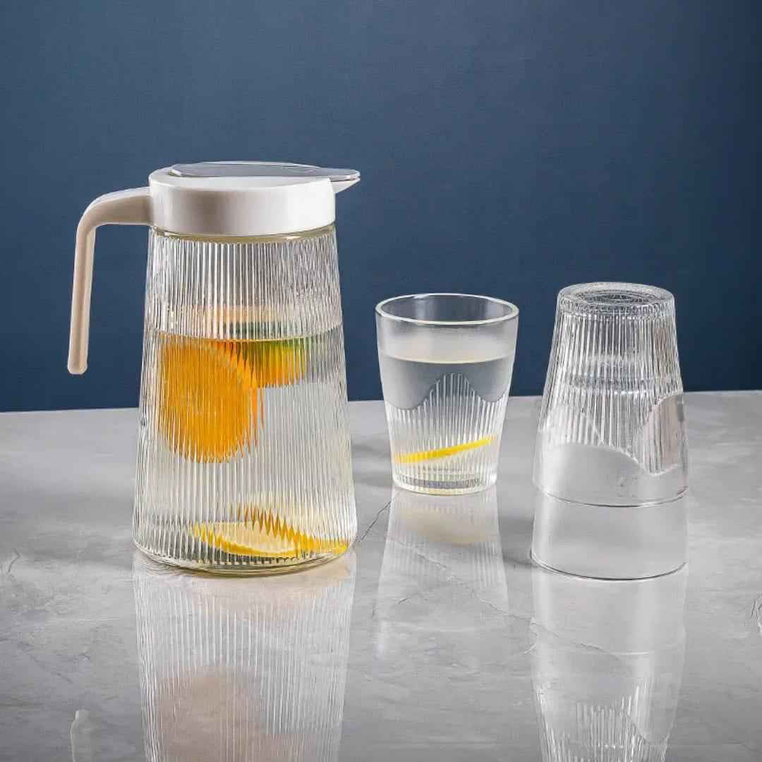 Ensemble craffe en verre plus 6 verres à boire