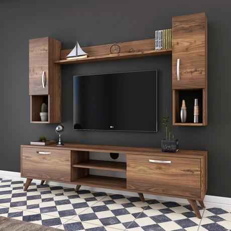 Table televiseur unite MFC42 180CM marron m010 + table basse TBMN006