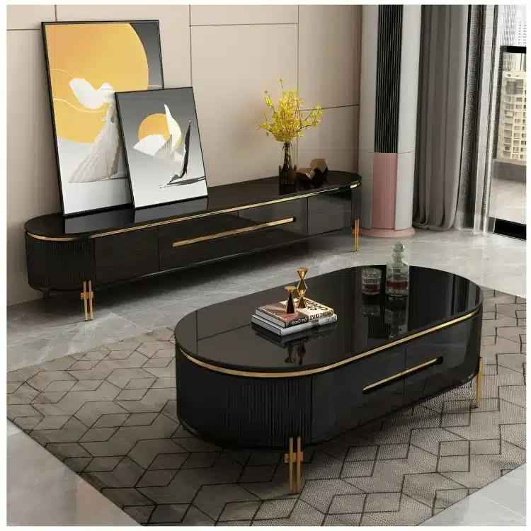 Table Téléviseur 200X40CM TV6318 + Table basse 120X60 Noir 6318