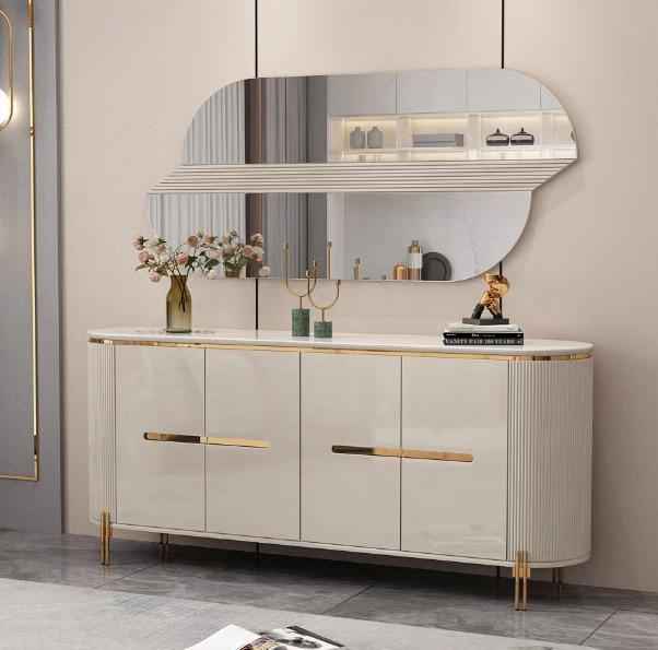 Table Console 180X40CM + miroir 130X70CM gris G6318 + M6318